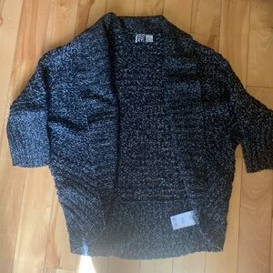 Roxy Black White Heathered Cardigan Sweater Knit Open Small
